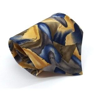 Gildas Club Mens Necktie 100% Silk Multicolored Abstract Tie - 57" x 3.75"